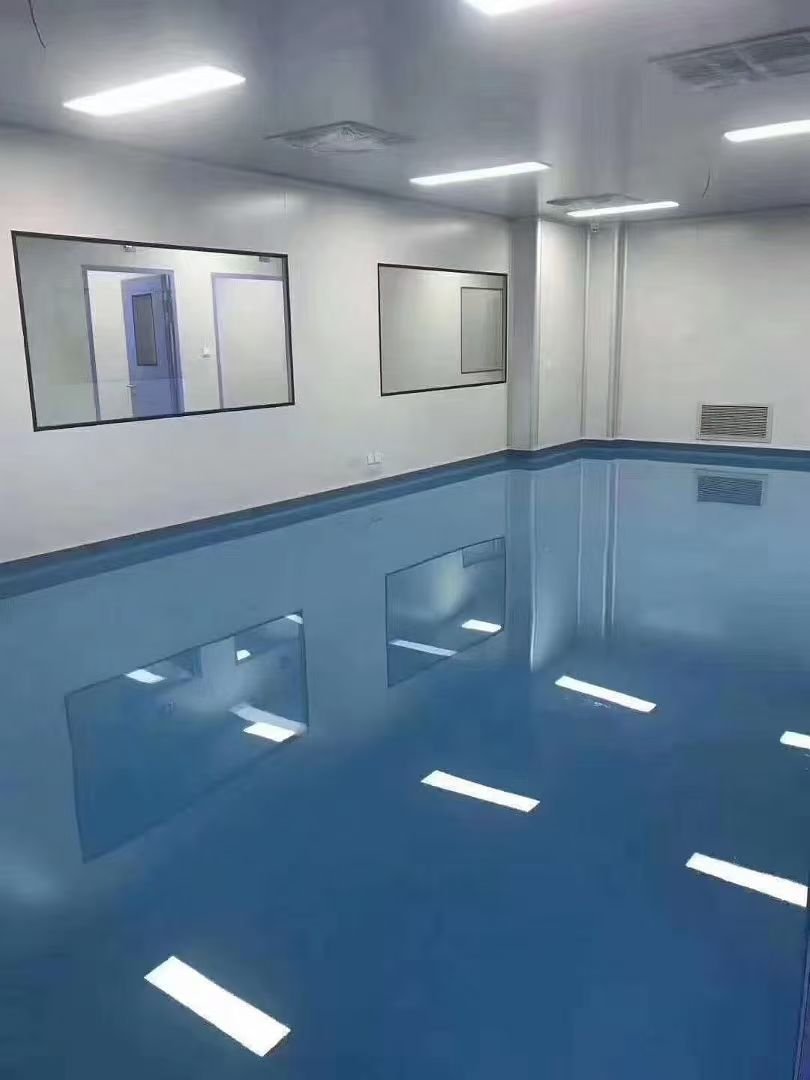 洁净窗 洁净室观察窗 蓝色环氧地坪