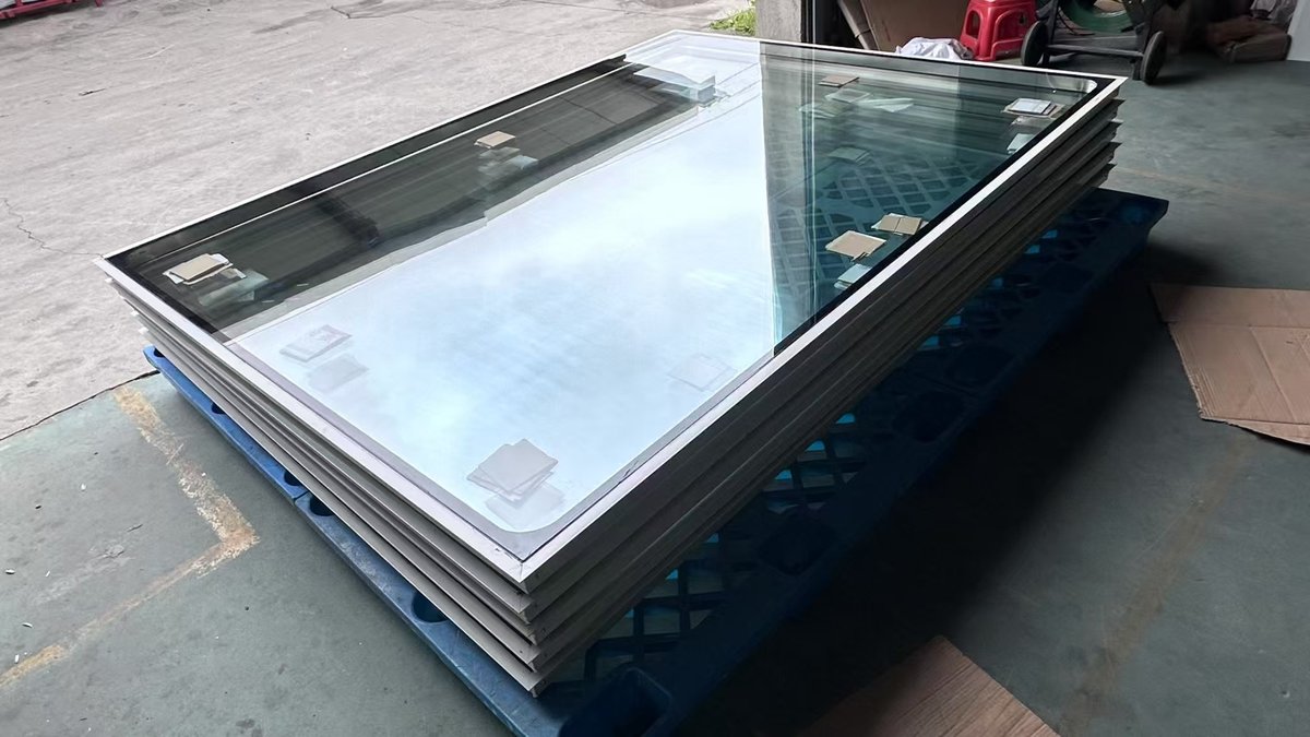 洁净双层玻璃窗 堆叠成品