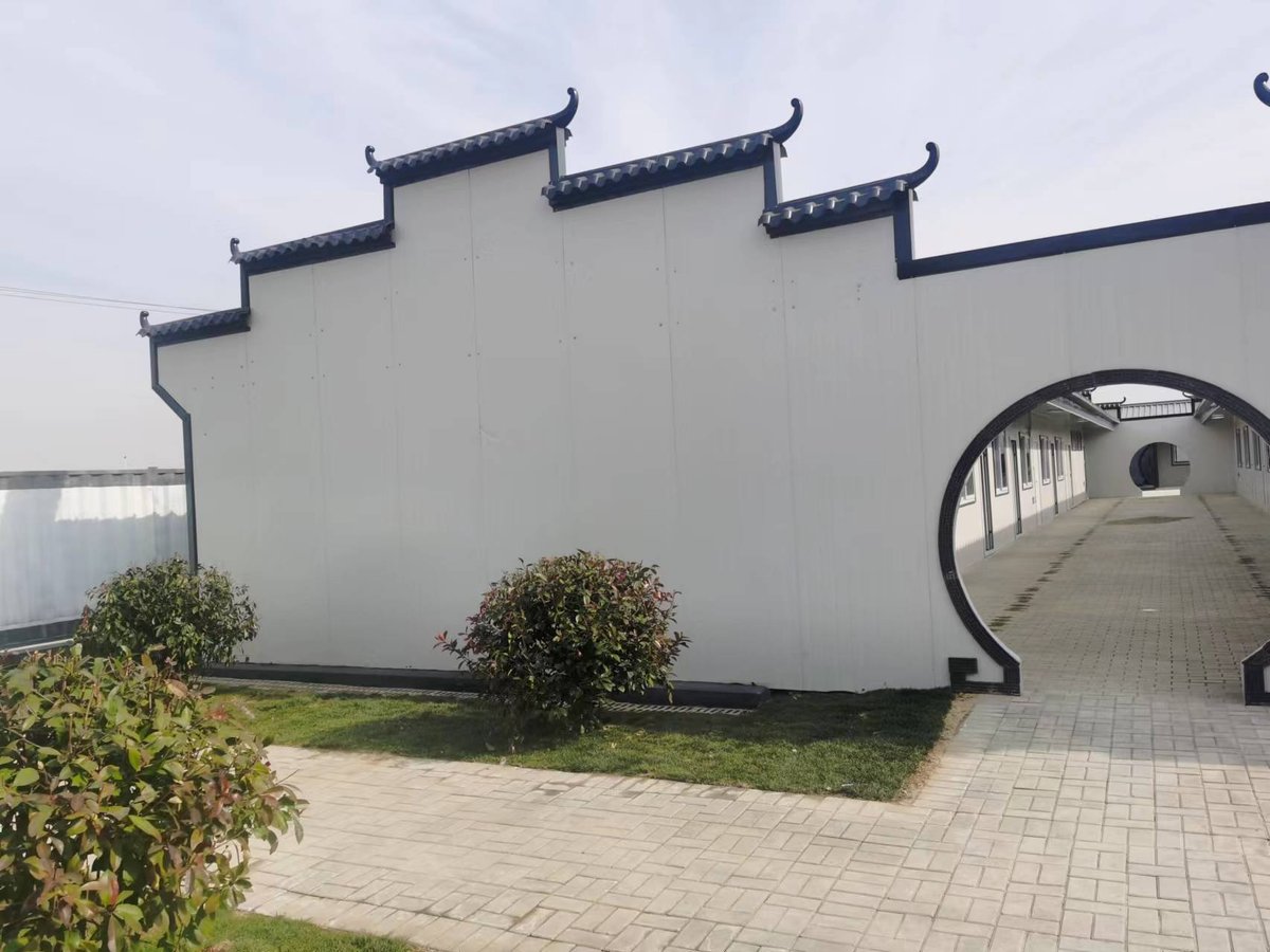 徽派风格活动板房 围墙门楼设计